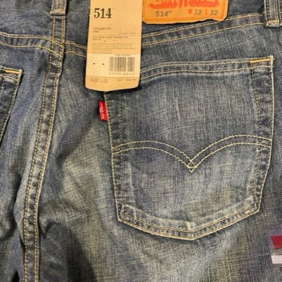 LEVI’S 514 Men’s Dark Wash Regular Fit Straight Leg Denim Jeans 32x32 NWT - Picture 2 of 4